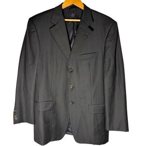 Loro Piana | HICKEY FREEMAN Men Black Diplomat 100% Wool Tasmanian Suit Coat 40R